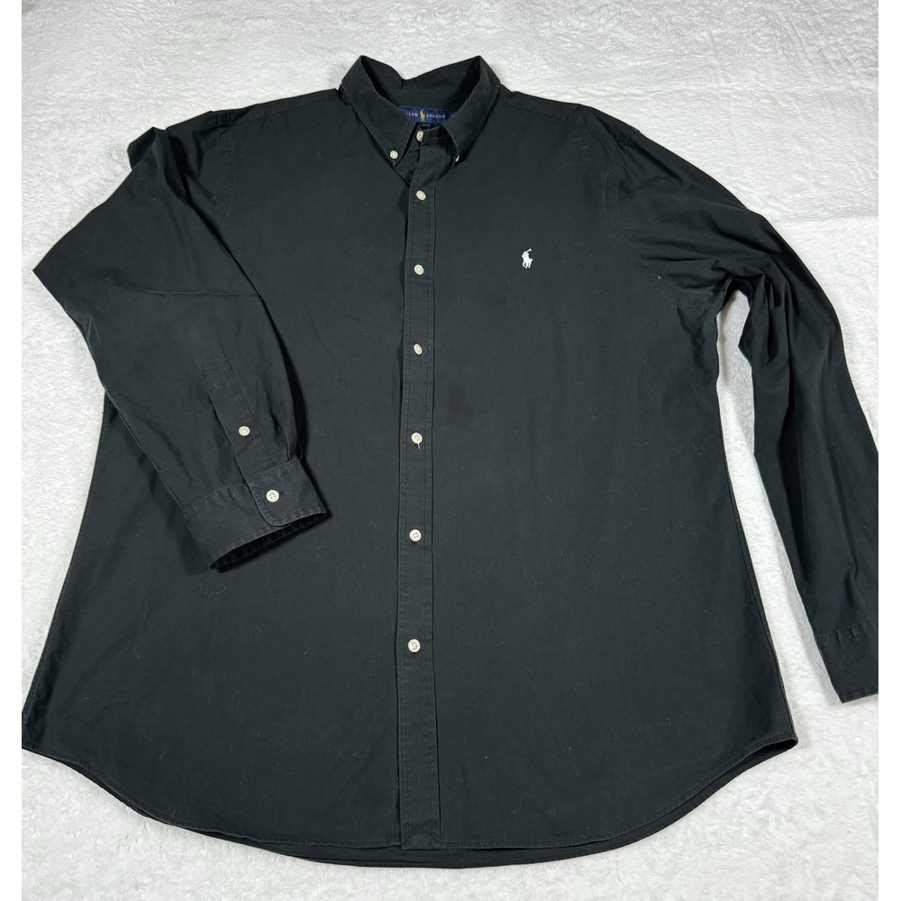 Polo Ralph Lauren Mens Shirt Size XXL Black Slim Fit Long Sleeve Button Down